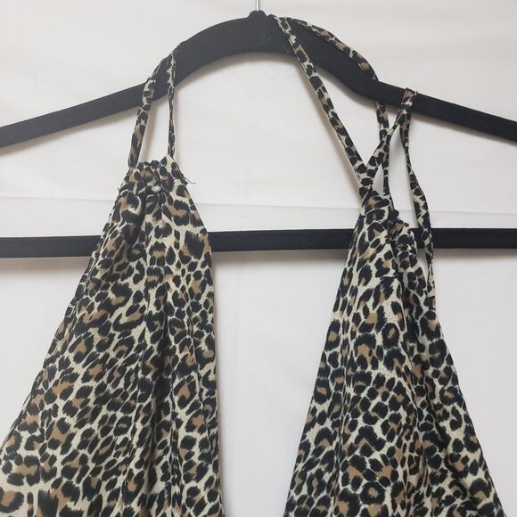 Women's Cheetah Print Open Back Jump Suit Nana USA Elastic Waist M Pre Owned G - Picture 4 of 9